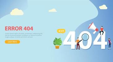 error 404 page not found website template with people vector