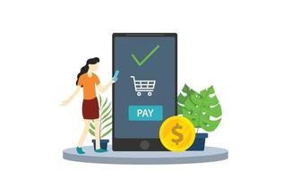Tecnología de aplicación empresarial de pago móvil con concepto de banca digital vector