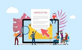 subscribe newsletter with people working together vector