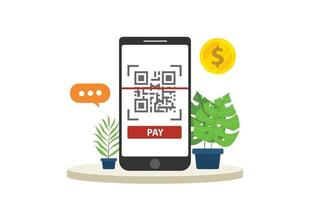 qrcode mobile payment technology isolated with big smartphone vector
