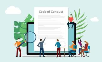 code of conduct team people work together on paper vector