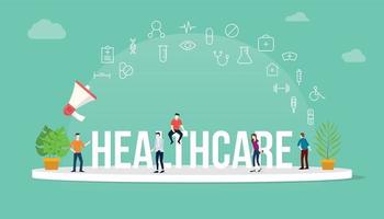 healthcare concept with team people working together vector