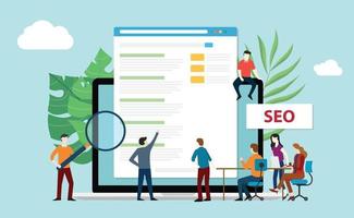 seo search engine optimization with office team people vector