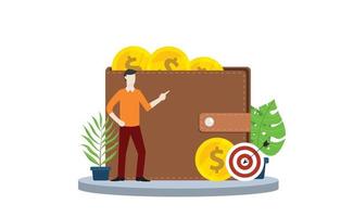 financial target personal with wallet and gold coin money vector