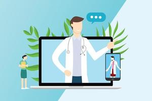 tecnología de servicio médico online para consultas vector