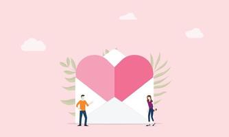 love letter with big heat pink and envelope vector