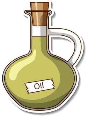 A sticker template with Oil in glasses bottle isolated