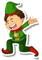 Sticker template with a little elf boy cartoon character isolated vector