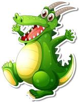 Green Dragon cartoon character sticker vector