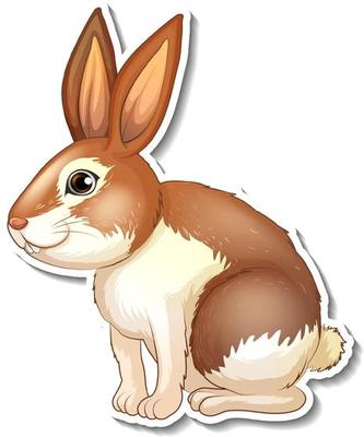 Sticker design with cute rabbit cartoon character