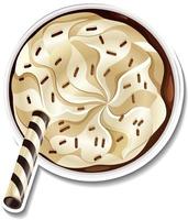 Top view of iced chocolate with whipped-cream vector