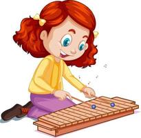 A girl cartoon character playing xylophone vector