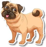 Diseño de etiqueta con un perro pug aislado vector