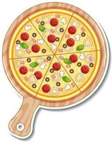 Top view of Italian pizza sticker on white background vector