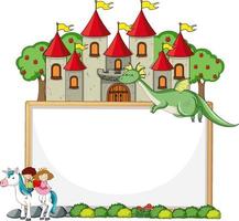 Empty banner with fairy tale cartoon character and elements isolated vector