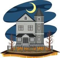 Haunted house at night scene vector