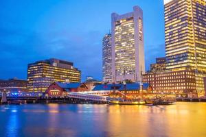 Boston Harbor skyline at twilight, Massachusetts photo