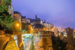 Skyline of old town Luxembourg City from top view photo