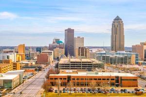 Des Moines Horizonte de Iowa en EE. foto