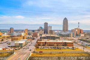 Des Moines Horizonte de Iowa en EE. foto