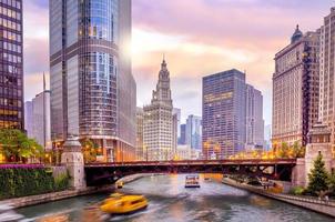Downtown chicago skyline cityscape in USA photo