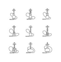 Hookah pixel perfect linear icons set vector