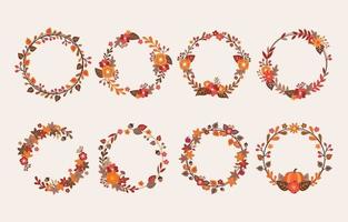 Set of Wreath Autumn with Flower vector