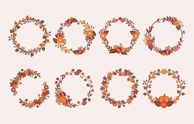 Set of Wreath Autumn with Flower