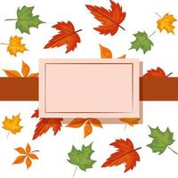 rectangle frame with autumn leafs vector