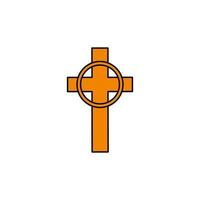 Cruz icono aislado religioso católico vector