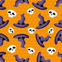 pattern halloween of hats witch and skulls vector