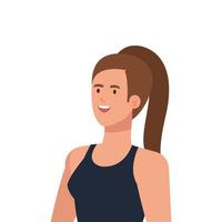 young woman athlete avatar character vector