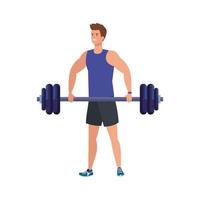 young man athlete with dumbbell avatar character vector