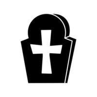 halloween, tumba, de, cementerio, icono vector