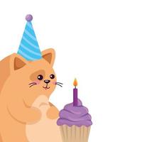 Cat cartoon with happy birthday vector design