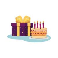 Happy birthday cake and gift vector design