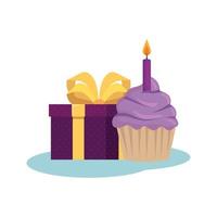 Isolated gift with cupcake vector design