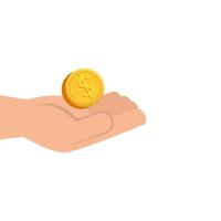 hand with coin money isolated icon vector