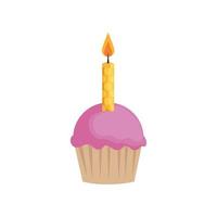 Isolated party cupcake with candle vector design