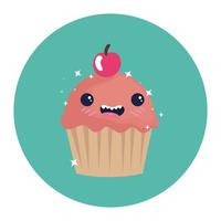 Diseño de vector de dibujos animados de postre cupcake aislado