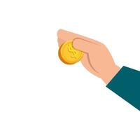 hand with coin money isolated icon vector