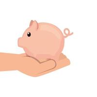 hand with piggy bank saving isolated icon vector