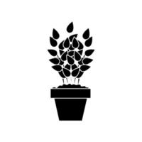 silhouette of plant in house pot isolated icon vector