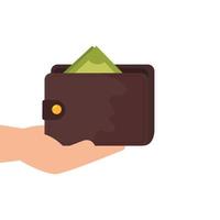 hands with wallet accessory isolated icon vector