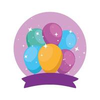 Globos de fiesta y celebración y diseño vectorial de cinta vector