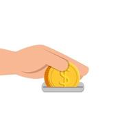 hand with coin money isolated icon vector