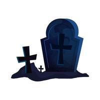halloween tomb with crosses icon vector
