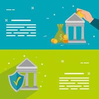 set of banks structures with icons vector