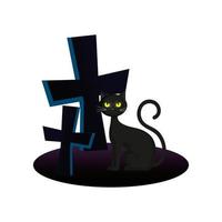 cat with crosses of halloween vector