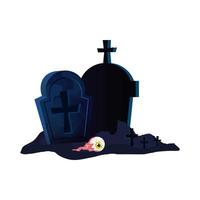 halloween tombs with eye scary vector